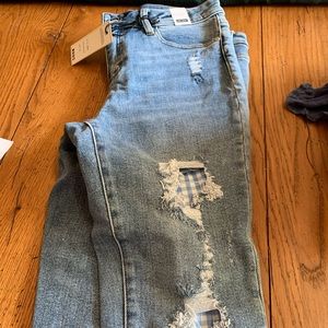 Judy blue gingham patch jeans